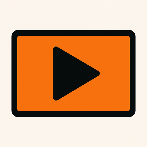 Symbol for an play button wide screen.
In-Game asset.  2d.  High contrast.  No shadows