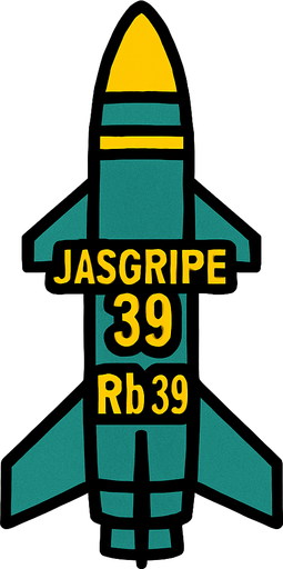Jasgripe 39 riktad upp.
In-Game asset.  2d.  High contrast.  No shadows