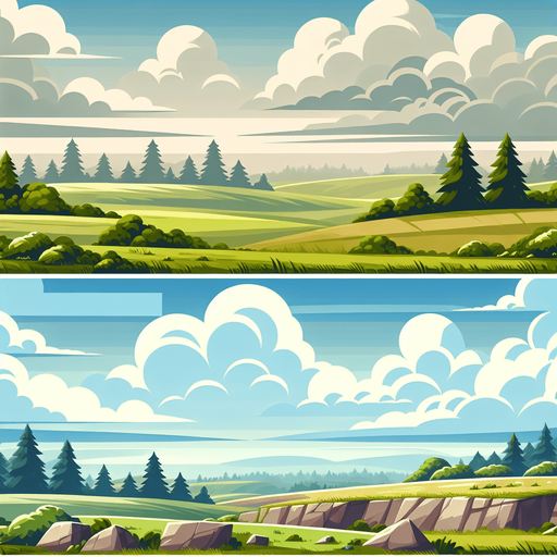outside plains with hills.
Single Game Texture.  In-Game asset.  2d.  Blank background.  High contrast.  No shadows