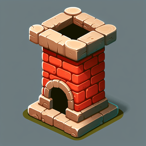 A chimney, cartoon 2d, side view Single Game Texture. In-Game asset. 2d. Blank background. High contrast. No shadows.