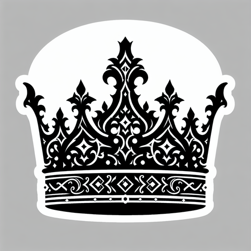 Black crown.
Single Game Texture.  In-Game asset.  2d.  Blank background.  High contrast.  No shadows