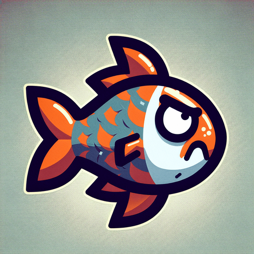 kötü balık.
Single Game Texture.  In-Game asset.  2d.  Blank background.  High contrast.  No shadows