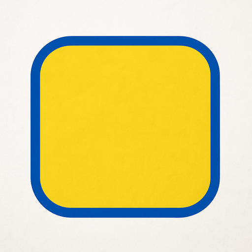 A rounded rectangle frame with both the inside and the border colored — no text inside. Colors can be yellow, blue, or white..
In-Game asset.  2d.  High contrast.  No shadows