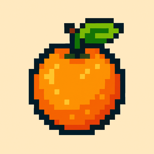 Make me a pixel 2d orange.
In-Game asset.  2d.  High contrast.  No shadows