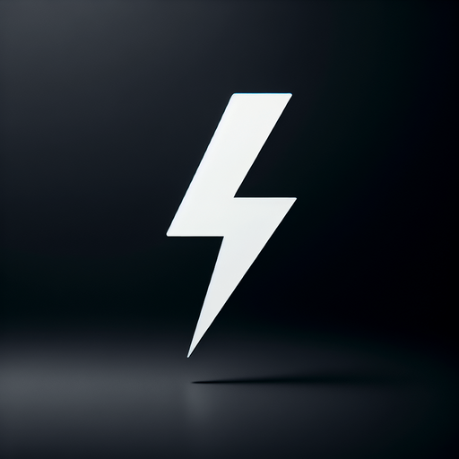 plain white lightning icon. black background