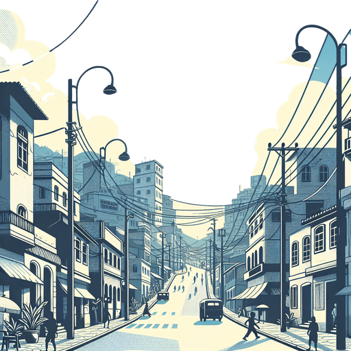 uma rua com ceu azul, fundo png.
Single Game Texture. In-Game asset. 2d. Blank background. High contrast. No shadows.