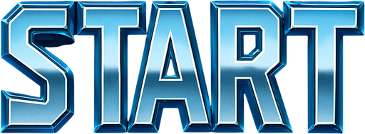 una imagen que diga "start" en letras grandes con una fuente alusiva a lso que se usan en video juegos de color metal brillante.
In-Game asset.  2d.  High contrast.  No shadows