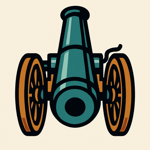 2 boyutlu üstten görülme bir savaş topu.
In-Game asset.  2d.  High contrast.  No shadows