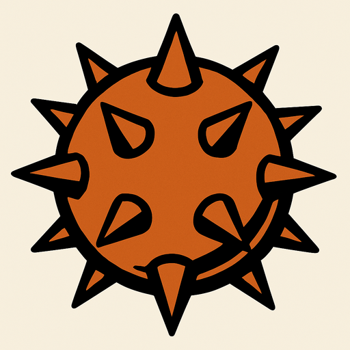 Sphere with spikes on it.
In-Game asset.  2d.  High contrast.  No shadows