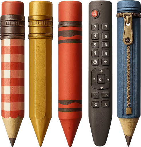 sprites to change the pencil skin. example: picnic mat pencil, golden pencil, red crayon, TV remote control pencil and a pencil case.