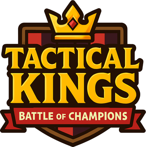 Create a logo for this game based on this description:

Title: "Tactical Kings: Battle of Champions"
A fantasy-themed, chess-inspired strategy game where players control unique units with predefined attack zones. Victory comes from eliminating the opponent’s King by strategically positioning characters on a 5x10 grid..
In-Game asset.  2d.  High contrast.  No shadows