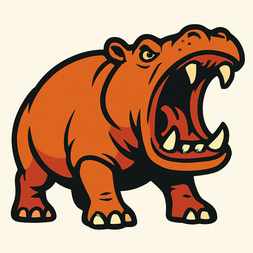 Aggressive hippo.
In-Game asset.  2d.  High contrast.  No shadows