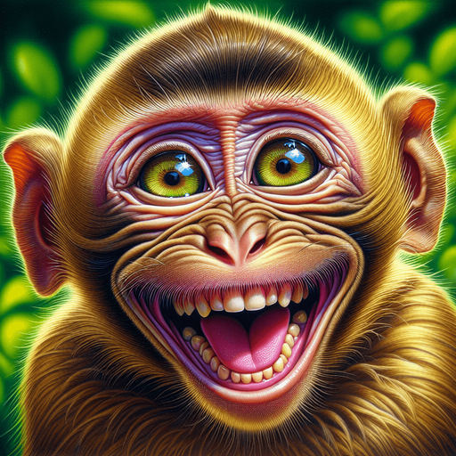Monkey with happy face and with body.
2d and great details and color