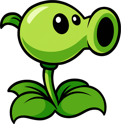Lanza guisantes de pvsz.
In-Game asset.  2d.  High contrast.  No shadows