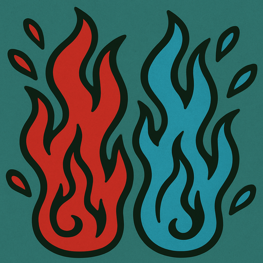 Columnas de fuego rojo y azul