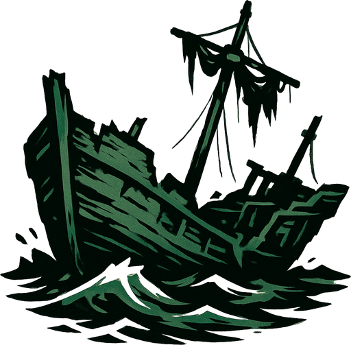Broken ship.
In-Game asset.  2d.  High contrast.  No shadows