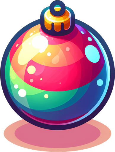 a christmas ball. plastic style. Single Game Texture. In-Game asset. 2d. Blank background. High contrast. No shadows.