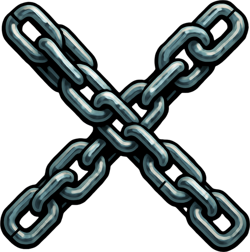 Metal chains in x shape.
In-Game asset.  High contrast.  No shadows