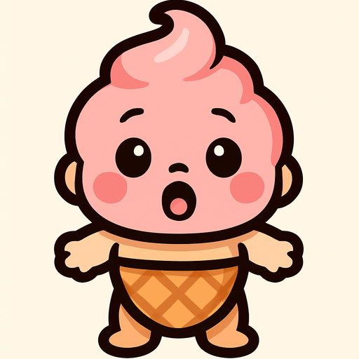 bébé glace cartoon.
In-Game asset.  2d.  High contrast.  No shadows