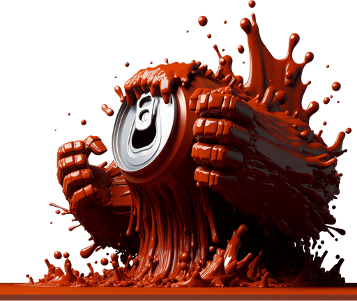 Cola monster, VERY BIG, coming out of a soda can.
Single Game Texture.  In-Game asset.  2d.  Blank background.  High contrast.  No shadows
