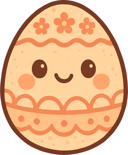 create a cute egg with some pattern and a peach and bege colors.
In-Game asset.  2d.  High contrast.  No shadows
