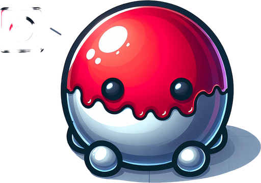 Red and white round jelly with effects steel robotic.
Single Game Texture. In-Game asset. 2d. Blank background. High contrast. No shadows.