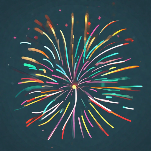 Fireworks in flat colors only. No background. Transparent background. Blank background. No shadows. 2d. In-Game asset. flat