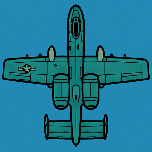 A-10 uppifrån.
In-Game asset.  2d.  High contrast.  No shadows