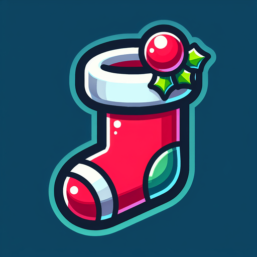 Cartoon Christmas stocking 
Single Game Texture. In-Game asset. 2d. Blank background. High contrast. No shadows.