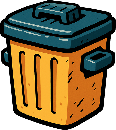 trashcan.
In-Game asset.  2d.  High contrast.  No shadows