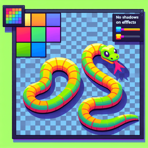 2d snake.
Single Game Texture. In-Game asset. 2d. Blank background. High contrast. No shadows.