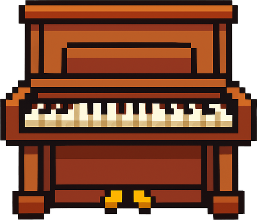 piano pixelart 2d.
In-Game asset.  2d.  High contrast.  No shadows