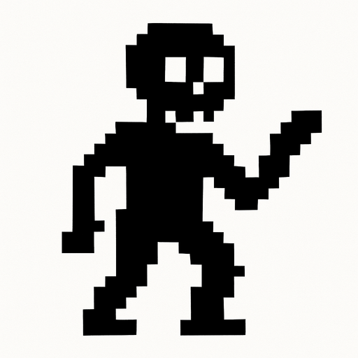 sombra mimica de pixeles.
In-Game asset.  2d.  High contrast.  No shadows