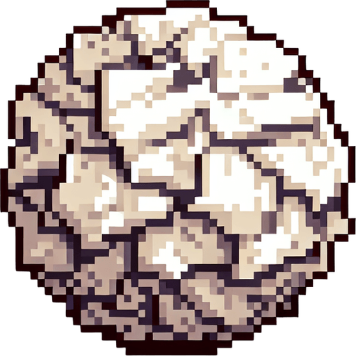 round crumpled ball of paper. Single Game Texture. In-Game asset. 2d. Blank background. High contrast. no shadow. pixel. 8 bit