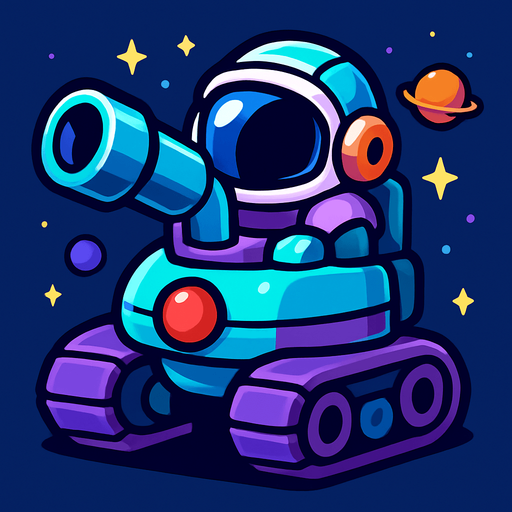 tank hero character space galaxy theme tower defense game.
In-Game asset.  2d.  High contrast.  No shadows