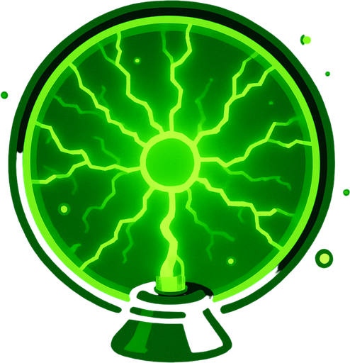green plasma ball.
In-Game asset.  2d.  High contrast.  No shadows