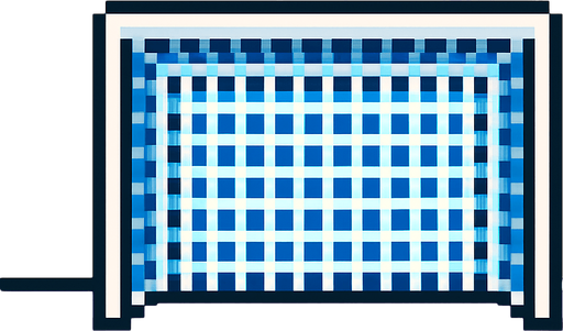 pixelart soccer goal.
In-Game asset.  2d.  High contrast.  No shadows