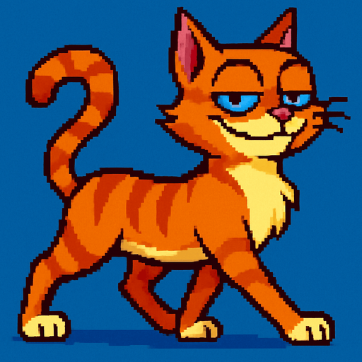puedes cambiar la posicion de las patas, es decir las que estan atras pasan adelante y viceversa, como si hubiese dado un paso, con el mismo estilo pixel art de la foto original y fondo azul