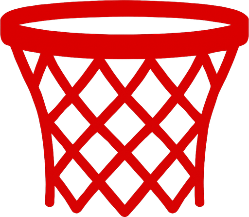 Make me a 2d basketball hoop net in red color. In-Game asset. 2d. High contrast. No shadows.
In-Game asset.  2d.  High contrast.  No shadows