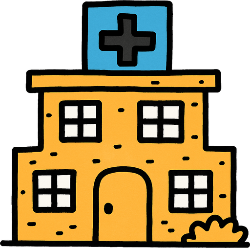 hospital but doodle style.
In-Game asset.  2d.  High contrast.  No shadows