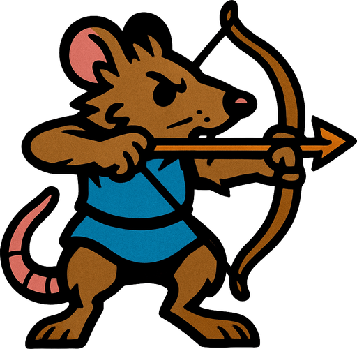 Rat with a arco.
In-Game asset.  2d.  High contrast.  No shadows