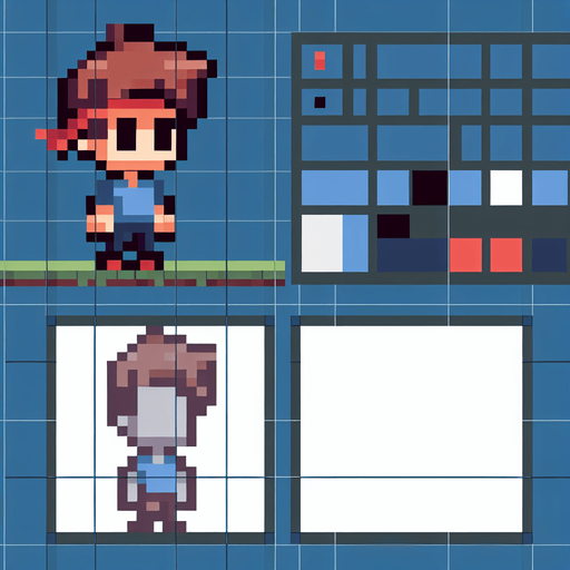 Make an 8 bit boy.
Single Game Texture.  In-Game asset.  2d.  Blank background.  High contrast.  No shadows
