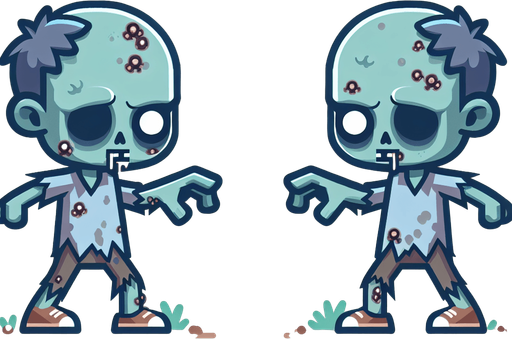 animation zombie.
Single Game Texture. In-Game asset. 2d. Blank background. High contrast. No shadows.