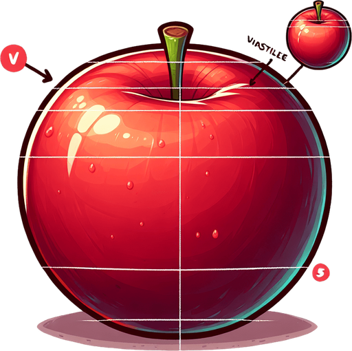 una manzana redonda.
Single Game Texture.  In-Game asset.  2d.  Blank background.  High contrast.  No shadows