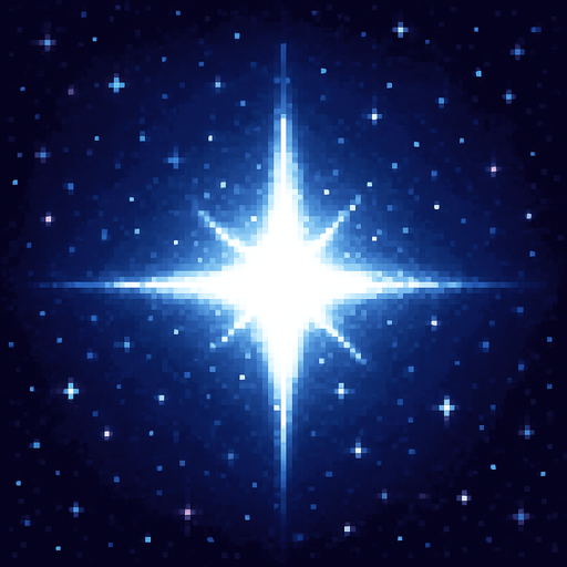 White star of the universe in Pixel Art style