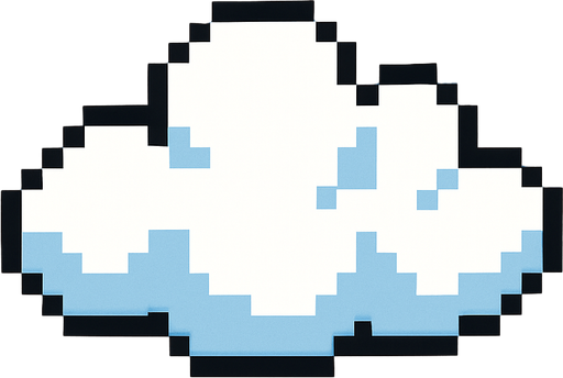 white cloud. pixel  art..
In-Game asset.  2d.  High contrast.  No shadows