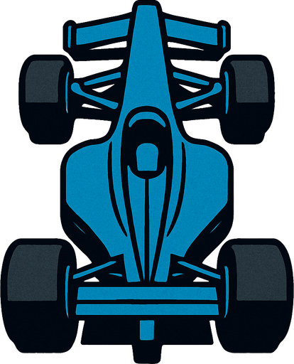 Blue F1 from a bird's eye view..
In-Game asset.  2d.  High contrast.  No shadows
