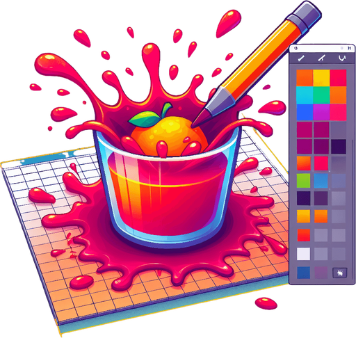 juice splash asset.
Single Game Texture.  In-Game asset.  2d.  Blank background.  High contrast.  No shadows