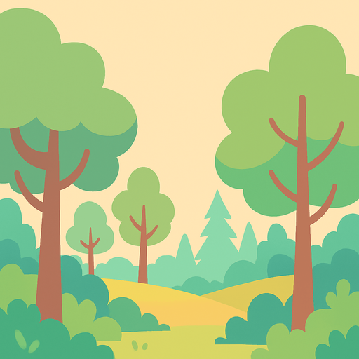 Background for hyper casual puzzle game. Showing forest . Pastel colors, flat shaded, vector art. Single Game Texture. In-Game asset. 2d. Blank background. High contrast. No shadows.