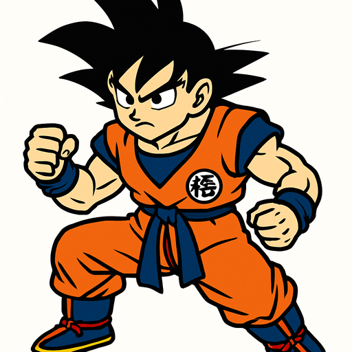 Goku.
In-Game asset.  2d.  High contrast.  No shadows